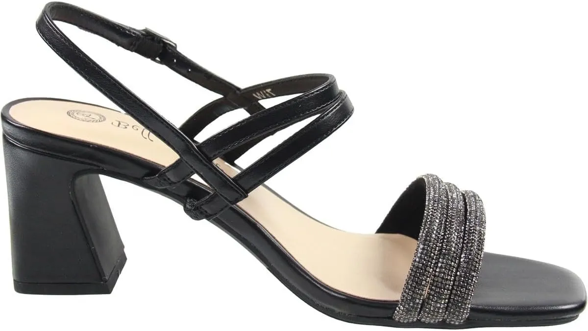 Bella Vita Womens Majesty Faux Leather Rhinestone Slingback Sandals
