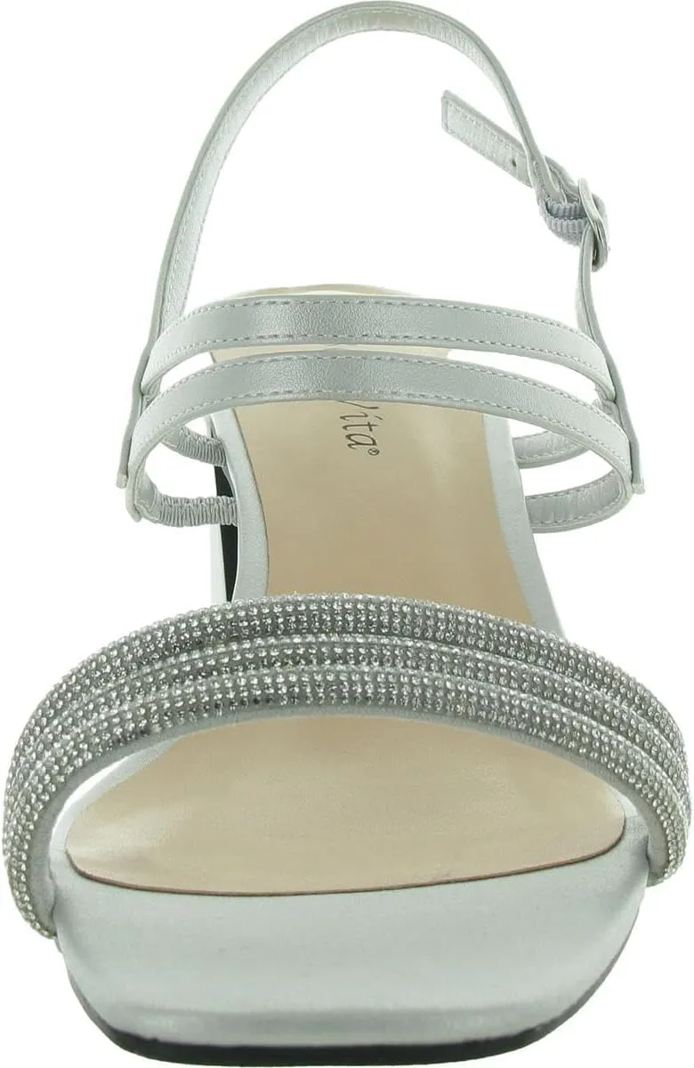 Bella Vita Womens Majesty Faux Leather Rhinestone Slingback Sandals