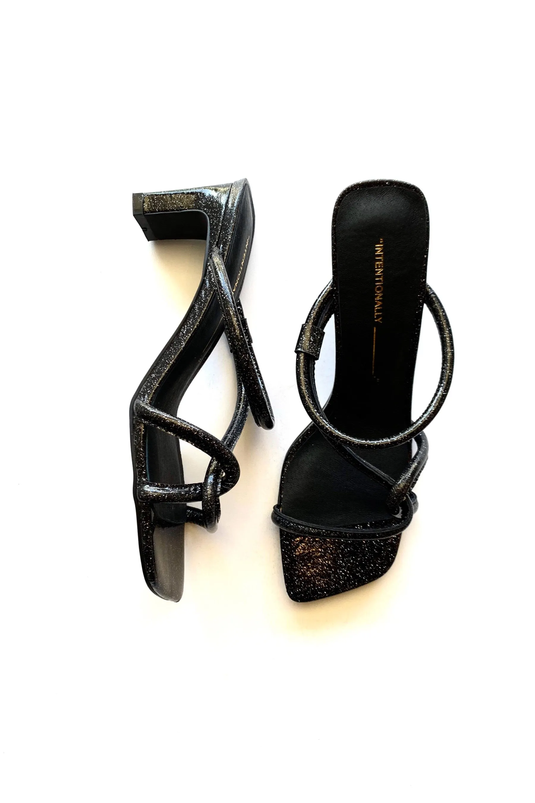 Black Glitter Willow Heels