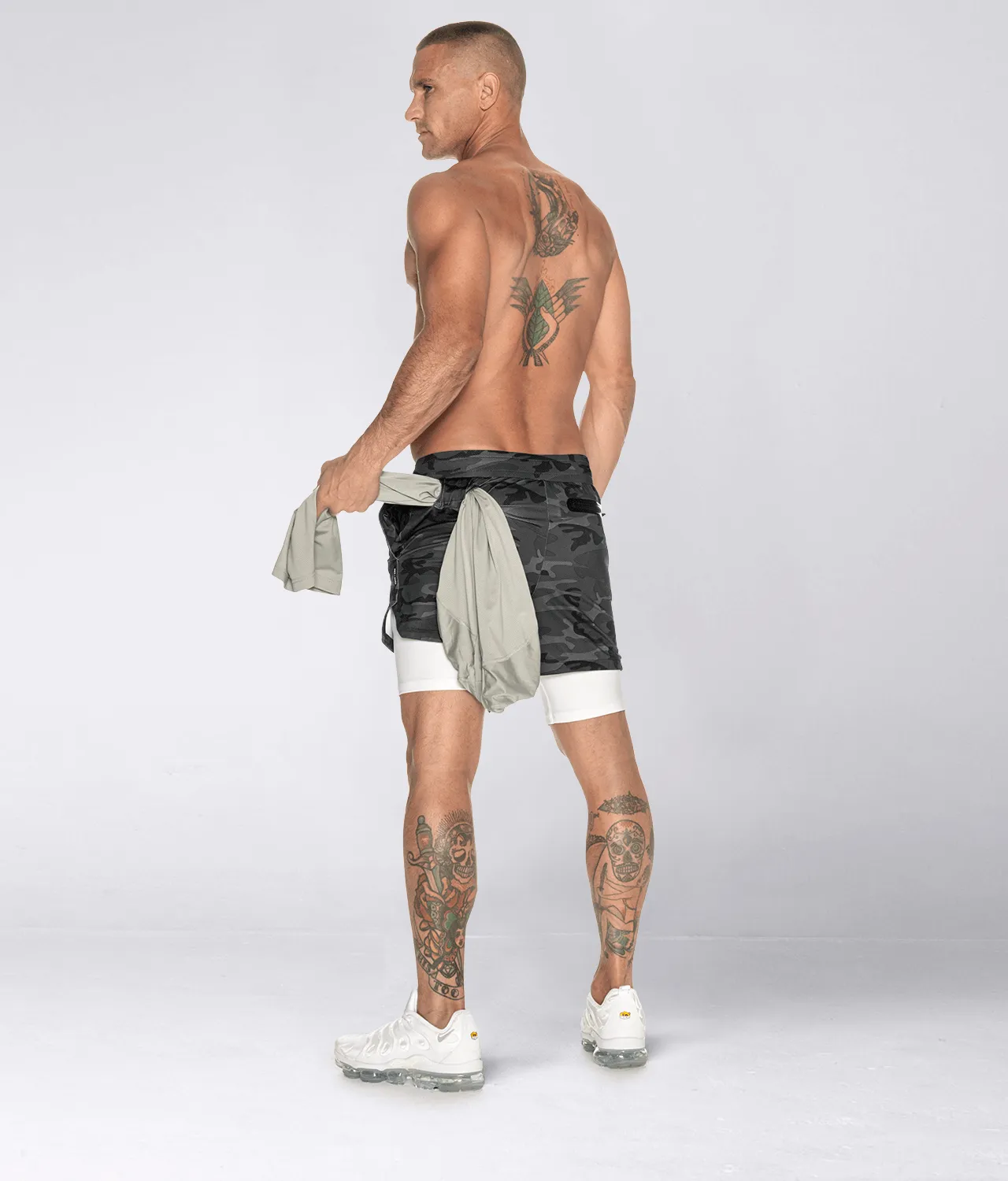 Born Tough Air Pro™ 2 in 1 Men's 5" Crossfit Shorts with Liner Grey Camo
