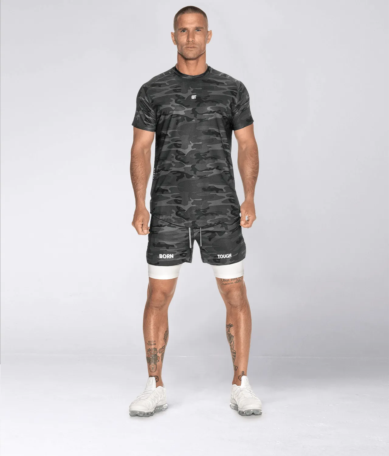 Born Tough Air Pro™ 2 in 1 Men's 5" Crossfit Shorts with Liner Grey Camo