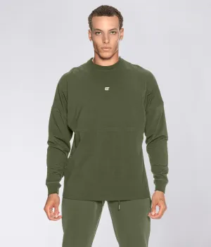 Born Tough Long Sleeve Crossfit Over Size Shirt For Men Military Green