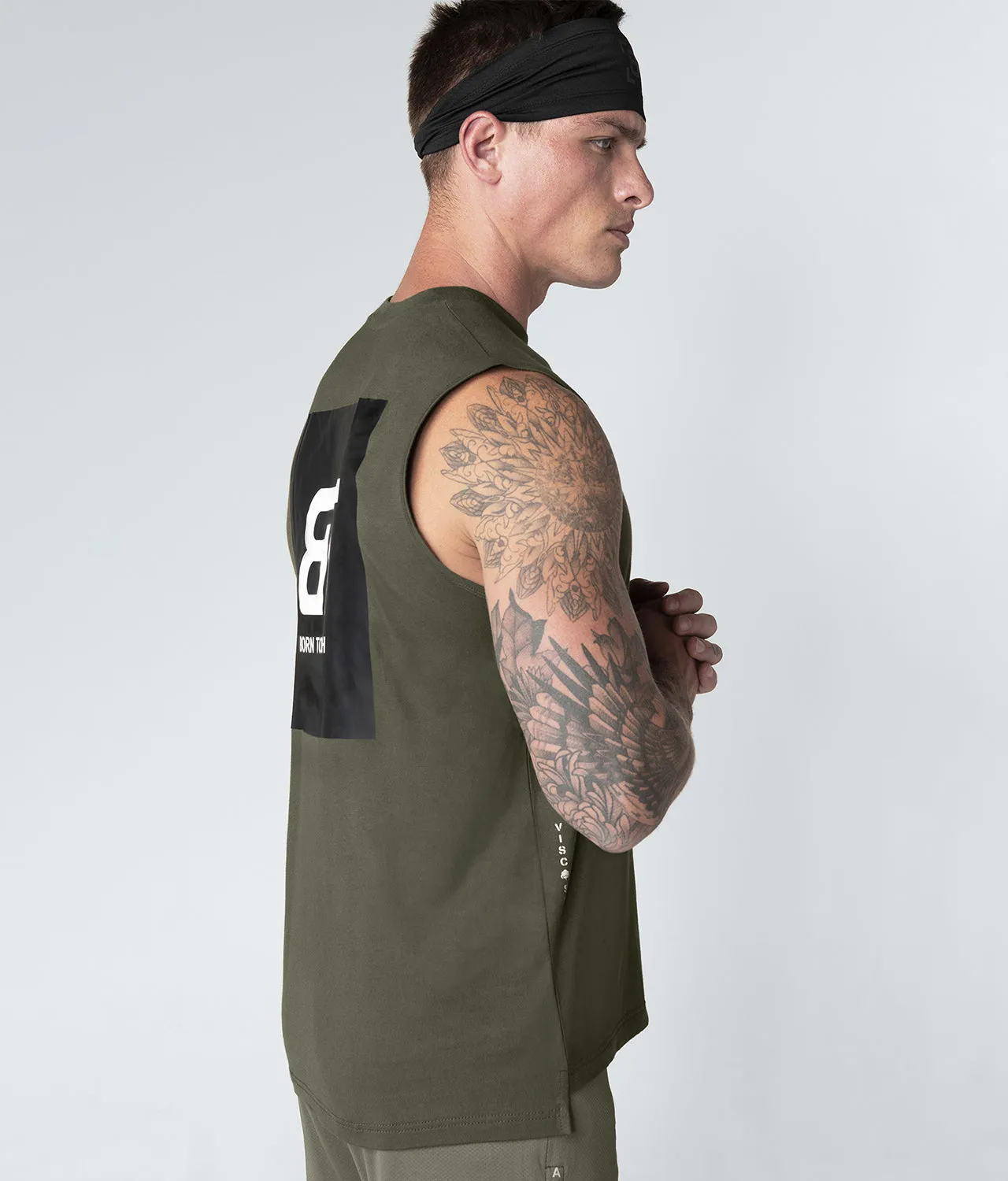 Born Tough Military Green Sleeveless Crossfit Shirt For Men