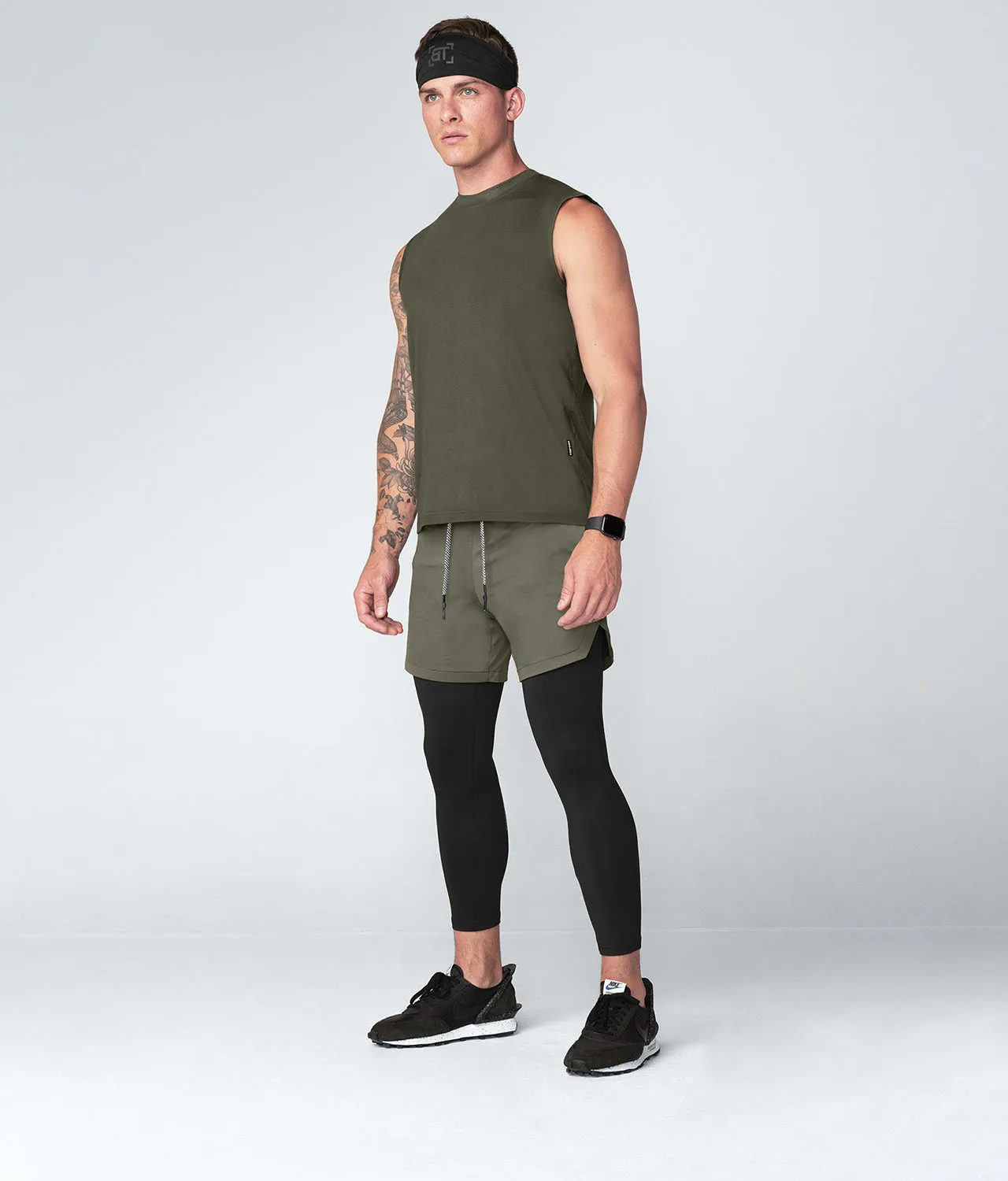 Born Tough Military Green Sleeveless Crossfit Shirt For Men