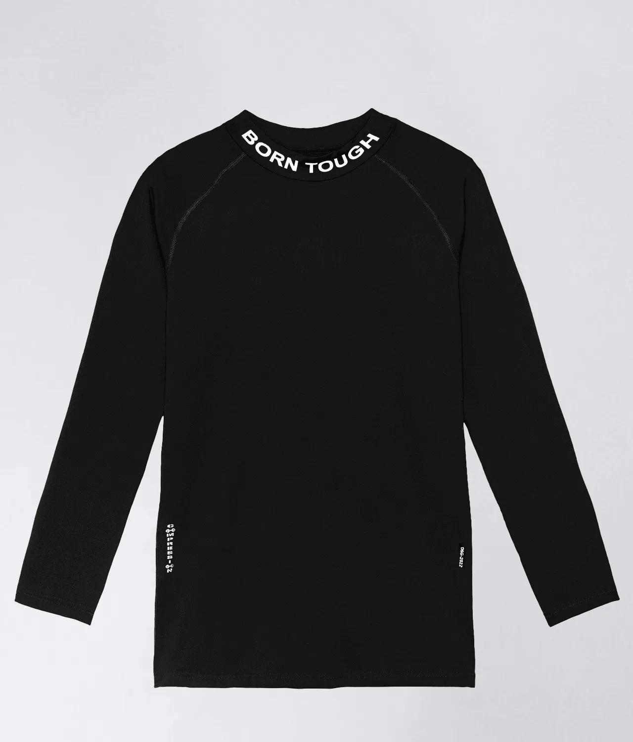 Born Tough Mock Neck Long Sleeve Compression Crossfit Shirt For Men Black