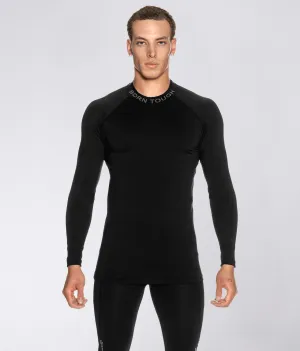 Born Tough Mock Neck Long Sleeve Compression Crossfit Shirt For Men Black