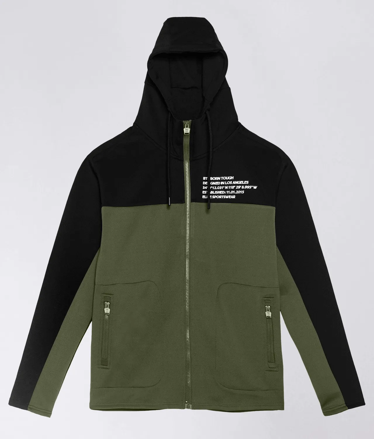 Born Tough Momentum Drawstrings Green/Black Crossfit Hoodie for Men