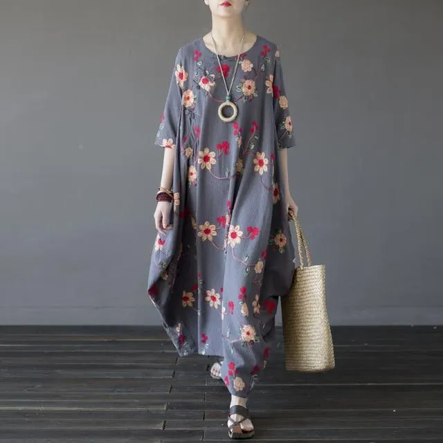 Floral Beauty Embroidered Maxi Dress