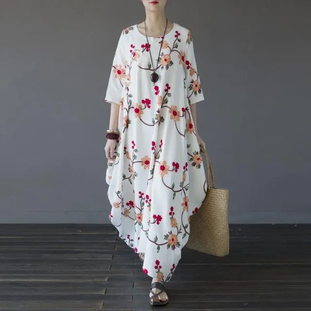 Floral Beauty Embroidered Maxi Dress