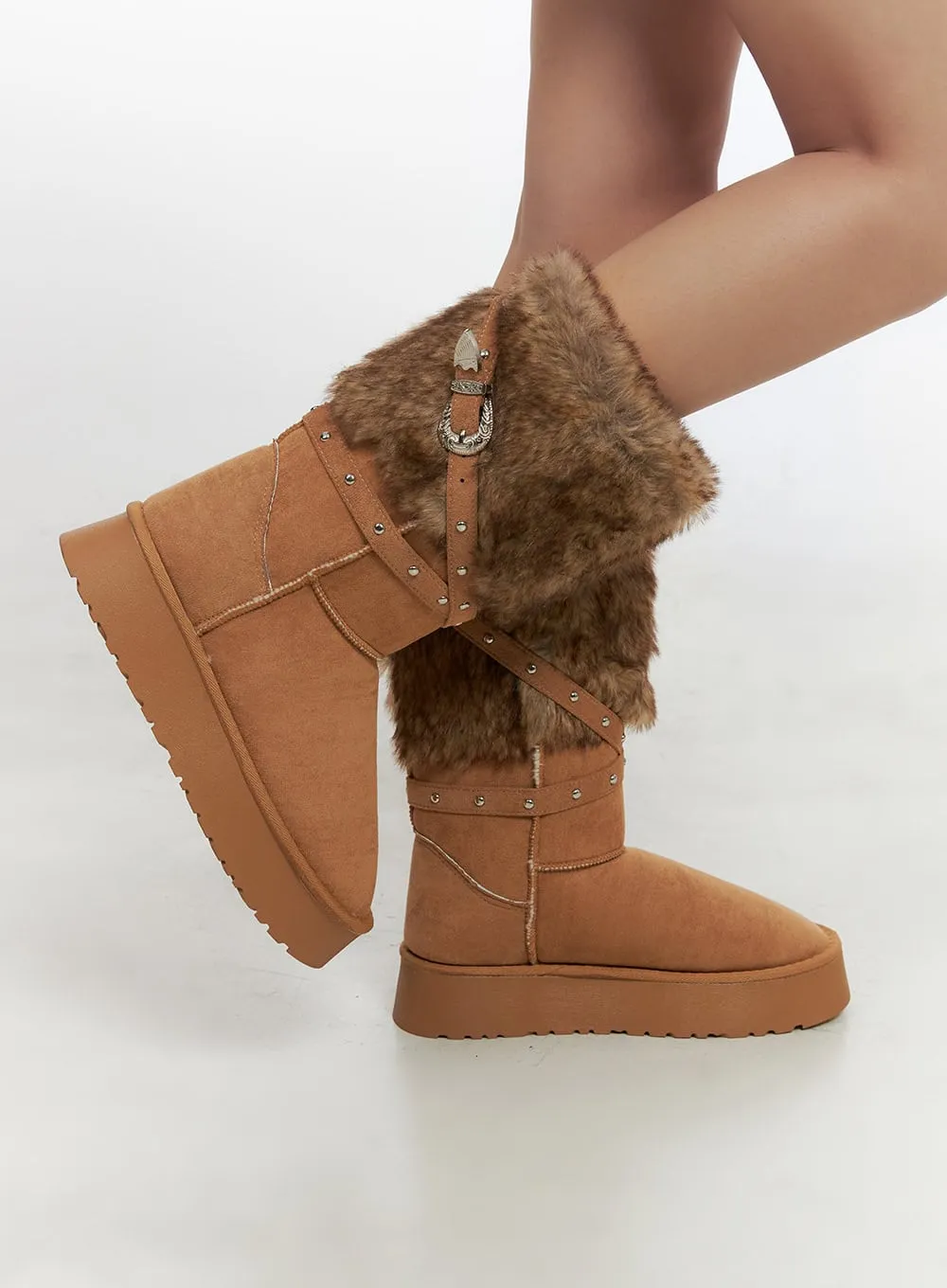 FurTrimmed Studded Boots CN419