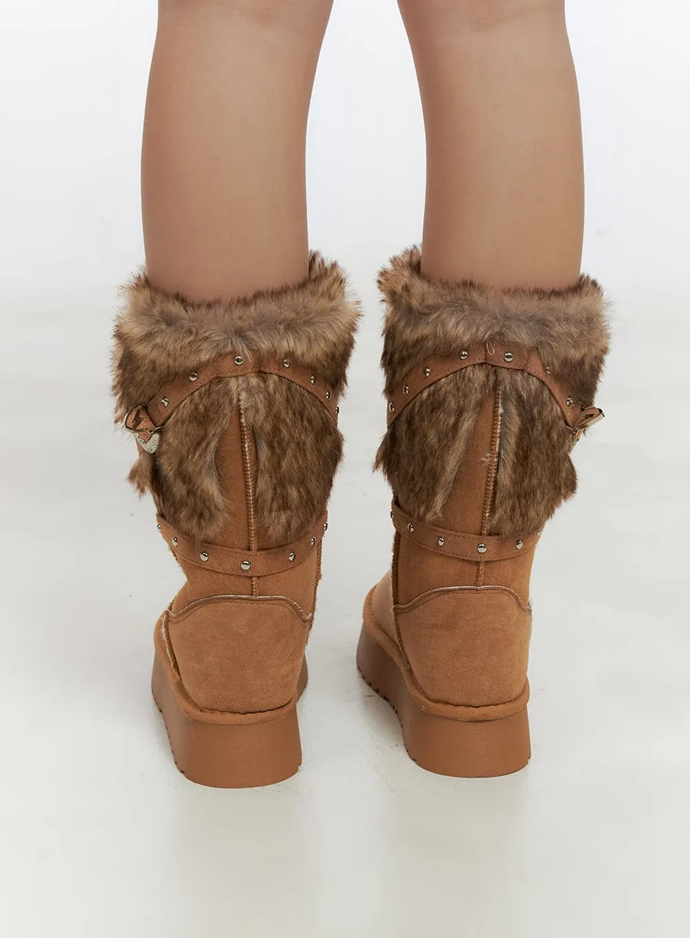 FurTrimmed Studded Boots CN419