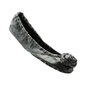 J&C S01_12A_046 Folding Silver Rosette Fabric Ballerina Flats