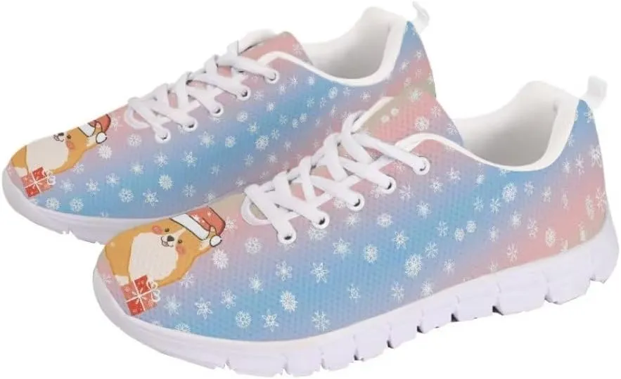 Jeiento Christmas Running Shoes for Women Girls Tennis Shoes for Men Mesh Gym Sports Shoes Lace-up Christmas Shoes Non Slip Walking Sneakers