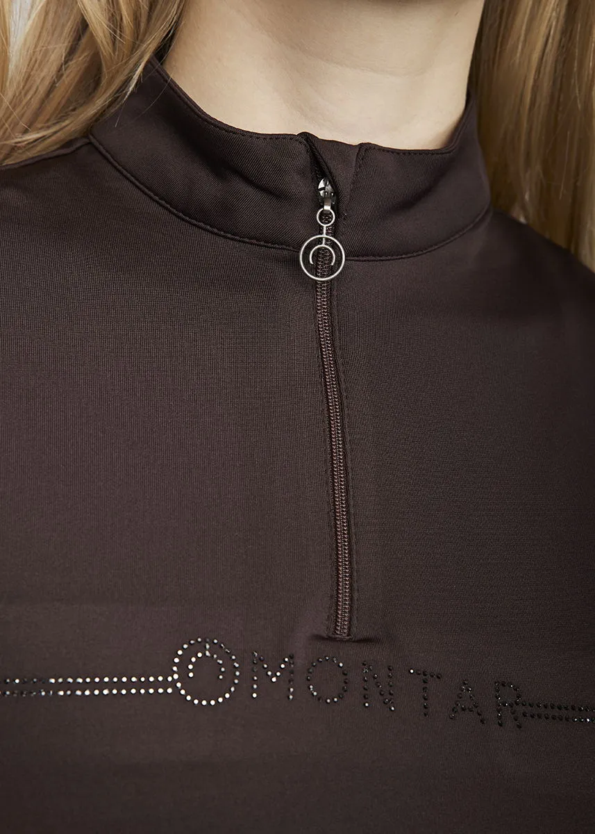 MoAviana LS Trainingshirt with Crystal Logo - Brown