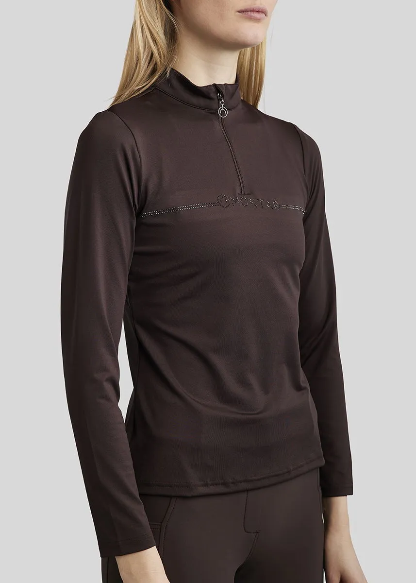 MoAviana LS Trainingshirt with Crystal Logo - Brown