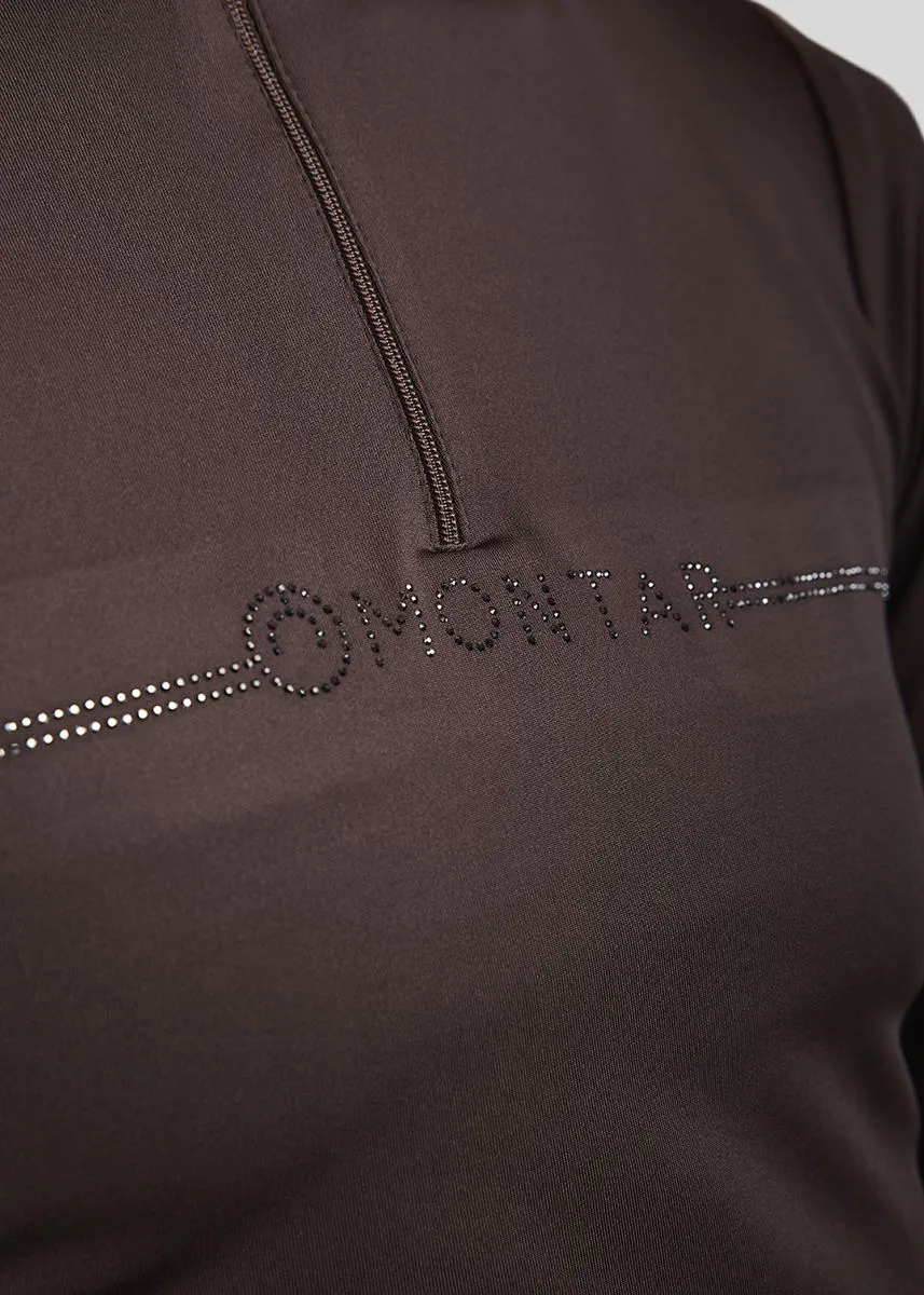 MoAviana LS Trainingshirt with Crystal Logo - Brown