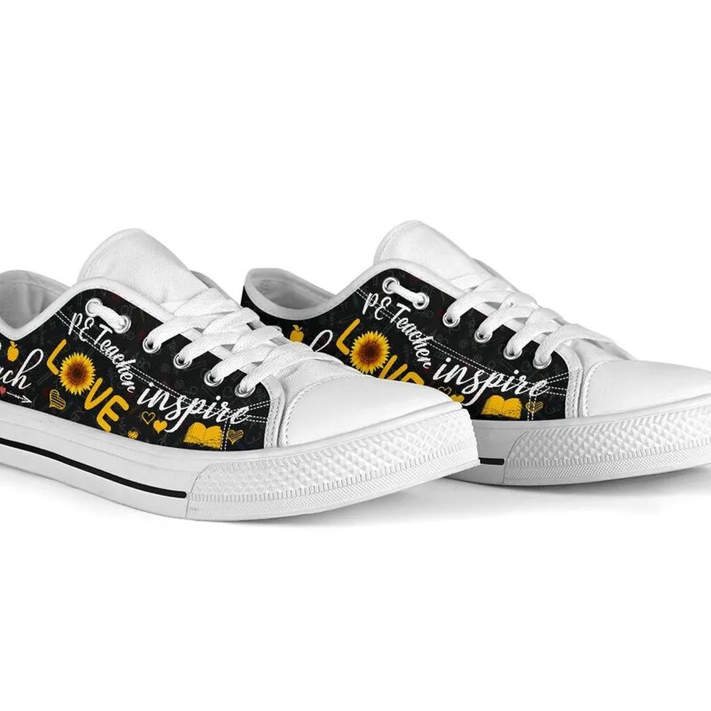 Pe Teacher Teach Sunflower Low Top Shoes, Teacher Shoes, Low Top Sneakers